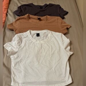 Women's Casual T-Shirt Set - White, Brown, Black